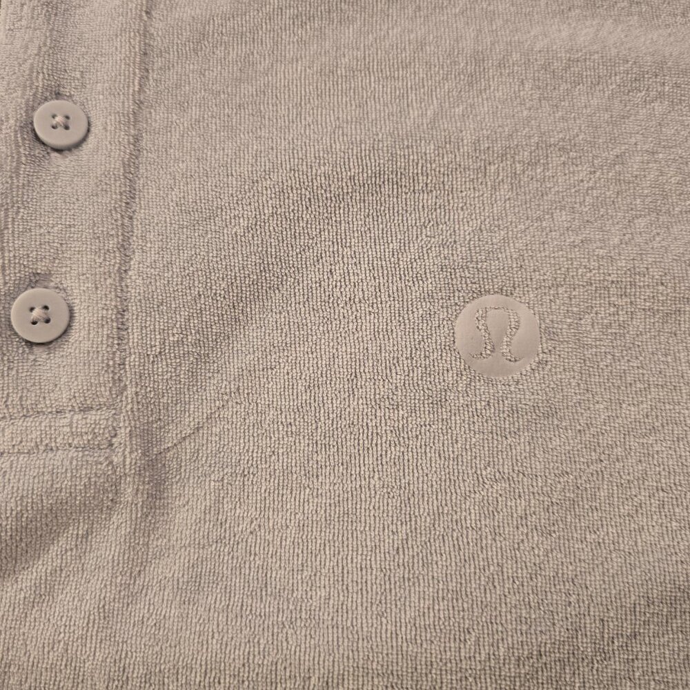 Lululemon Mens M Medium Cotton Terry Relaxed Fit Polo NWT NEW SOFT Light Blue - Picture 4 of 15